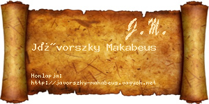 Jávorszky Makabeus névjegykártya